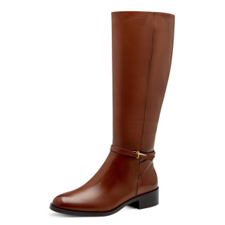 Tamaris Leather Boots with Zipper Brown
