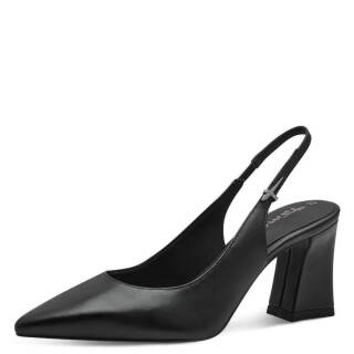 Tamaris Leather Black Heels with Strap Black