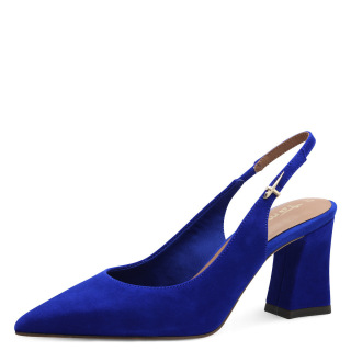 Tamaris Leather Black Heels with Strap Blue