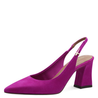 Tamaris Leather Black Heels with Strap Pink