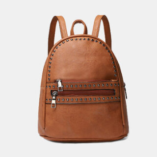 Studded Decor Pocket Front Mini Backpack Καφέ