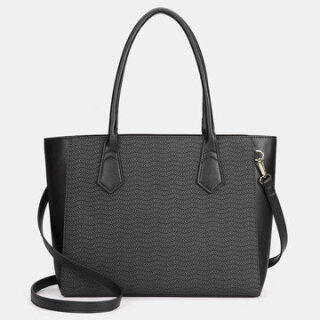 QUEENIE Casual Shopping Multifunction Ripple Handbag Black