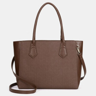QUEENIE Casual Shopping Multifunction Ripple Handbag Brown