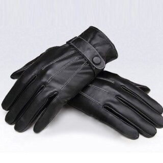 Black Windproof PU Leather Cycling/ Drive Gloves